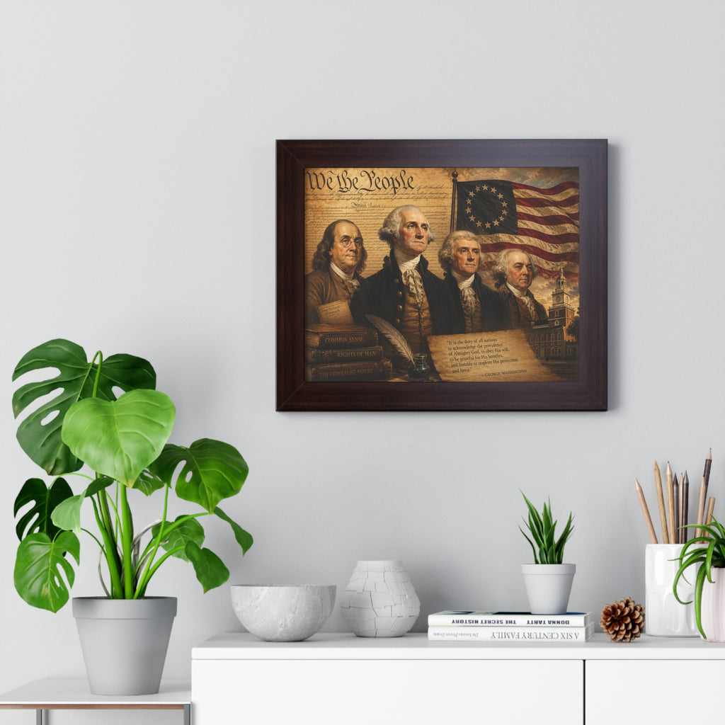 Patriotic Framed Horizontal Poster — 4th of July 250th Anniversary Print