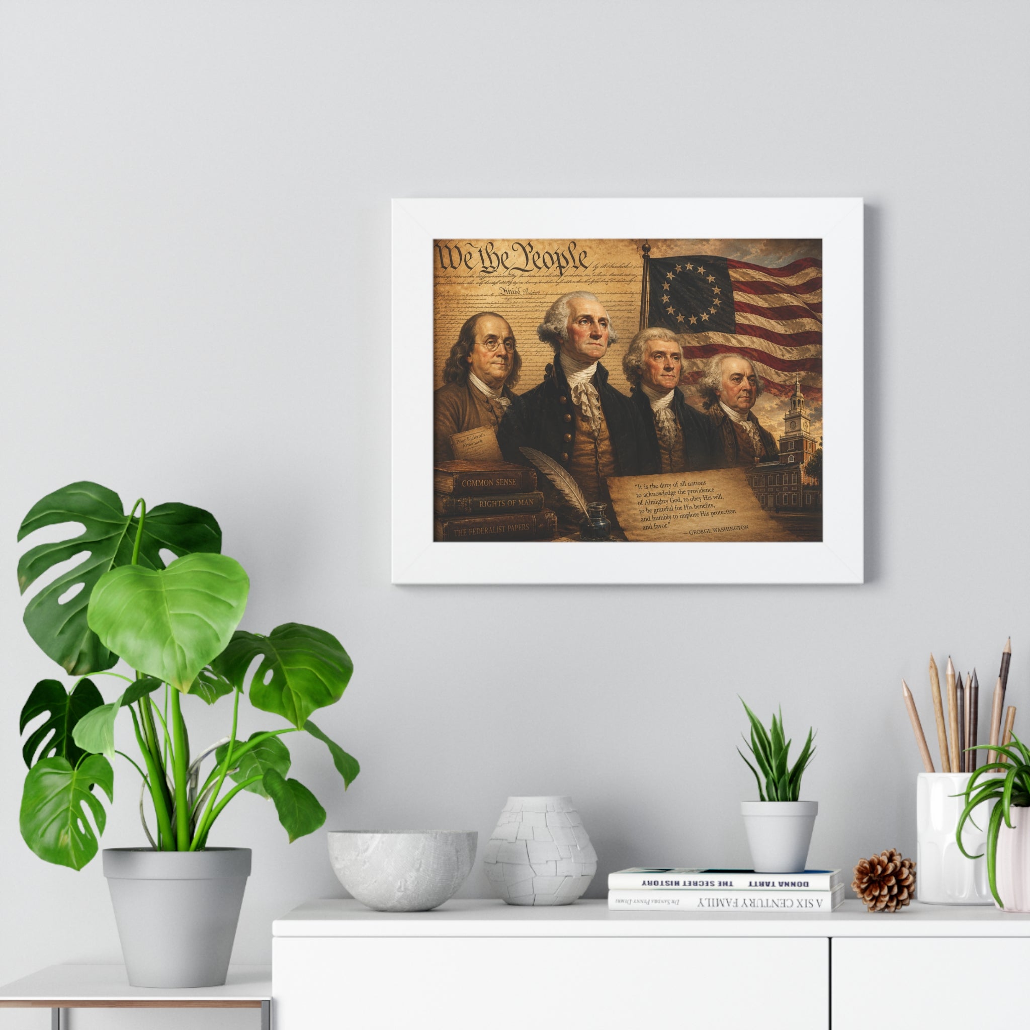 Patriotic Framed Horizontal Poster — 4th of July 250th Anniversary Print