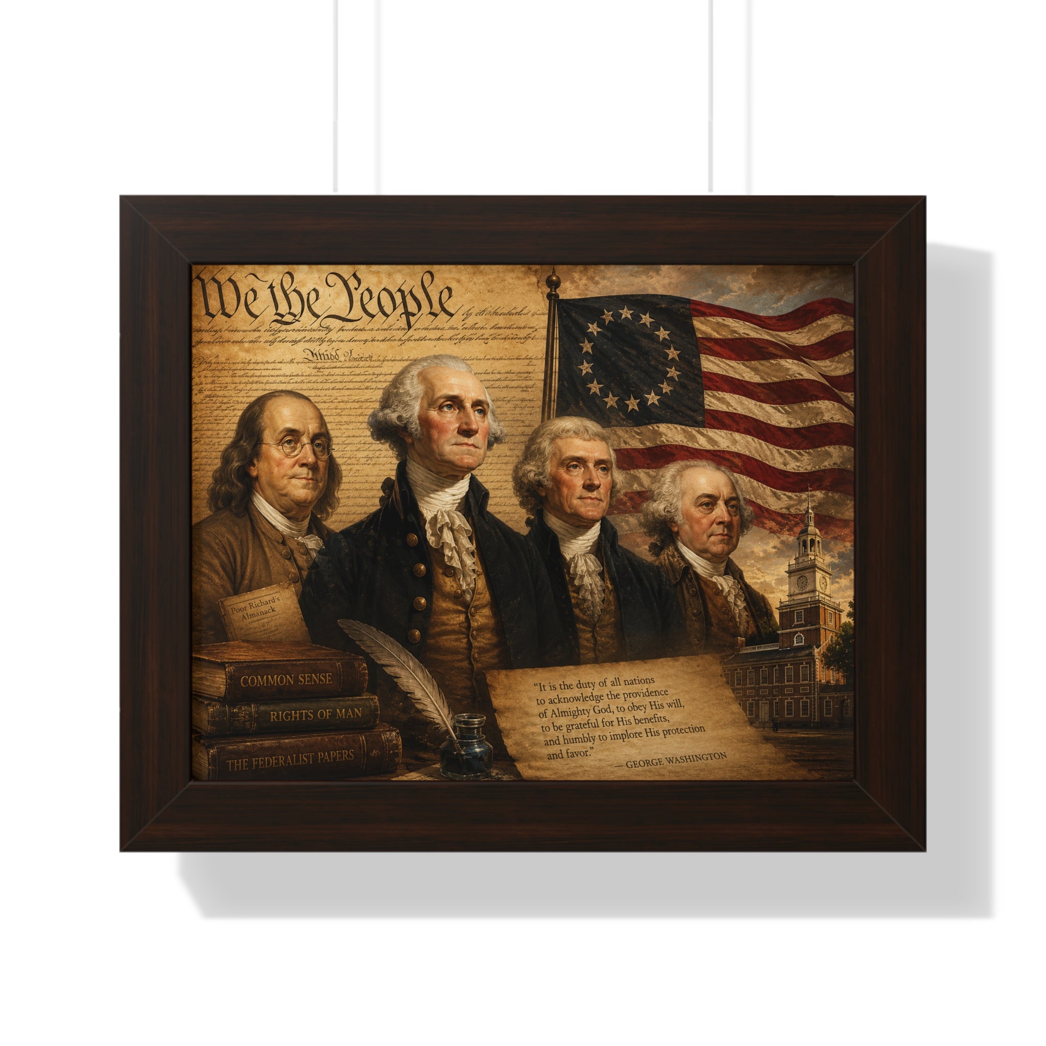 Patriotic Framed Horizontal Poster — 4th of July 250th Anniversary Print