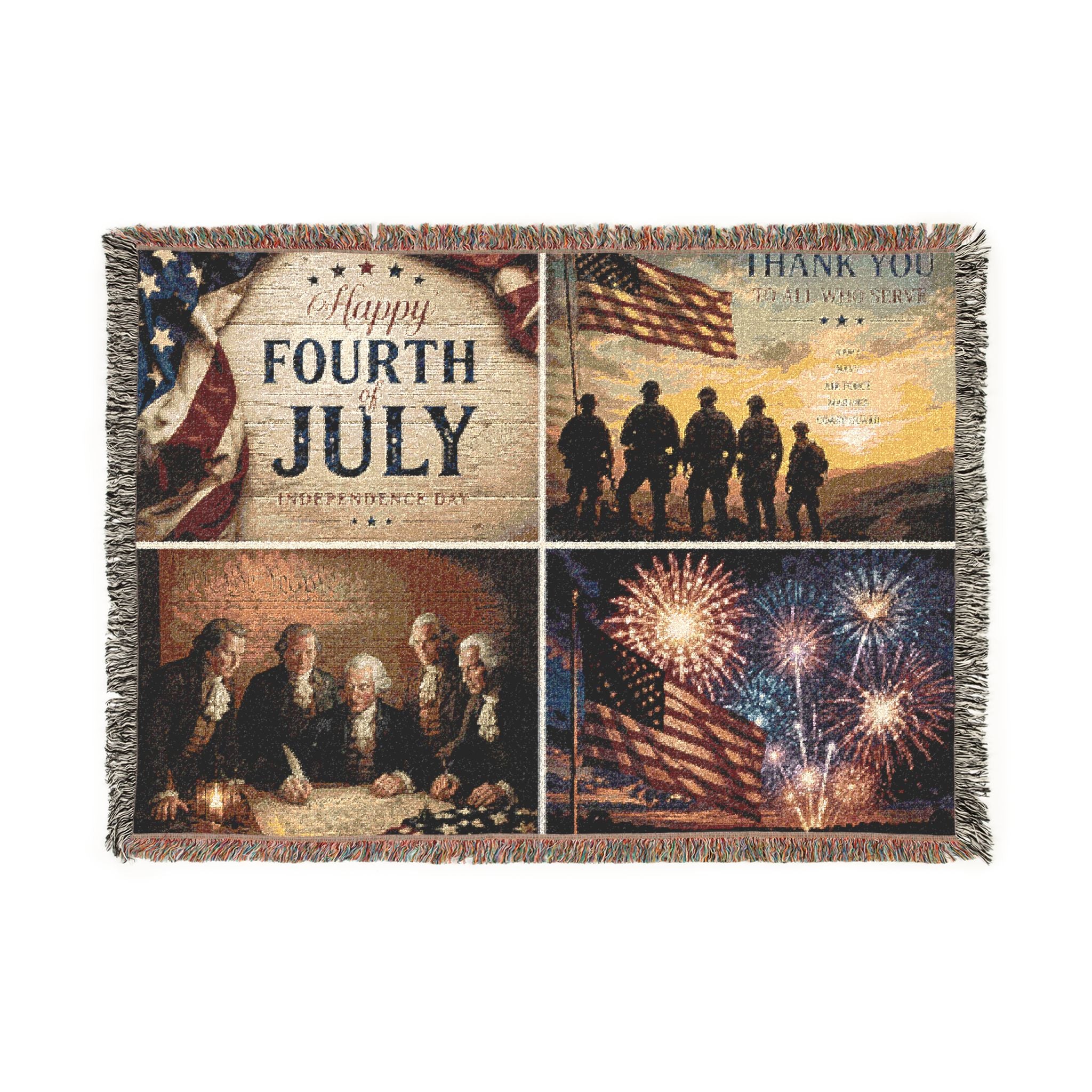 4th of July 250th Commemorative Woven Blanket — Stars & Stripes