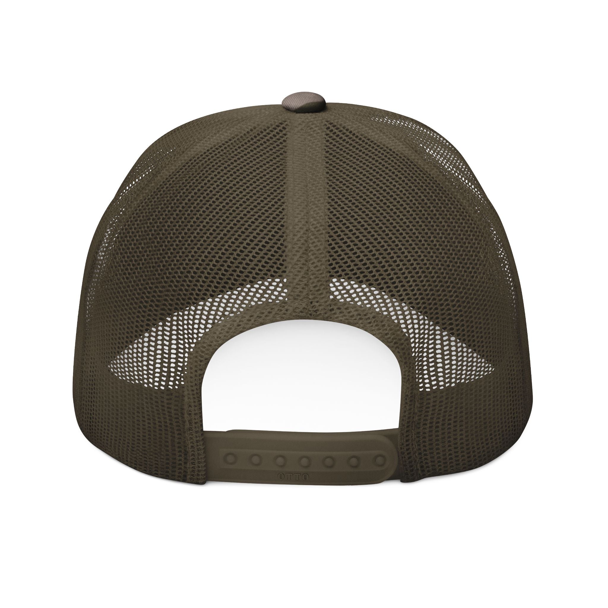 Camouflage Trucker Hat — Embroidered USA Flag Patch with 250 Badge